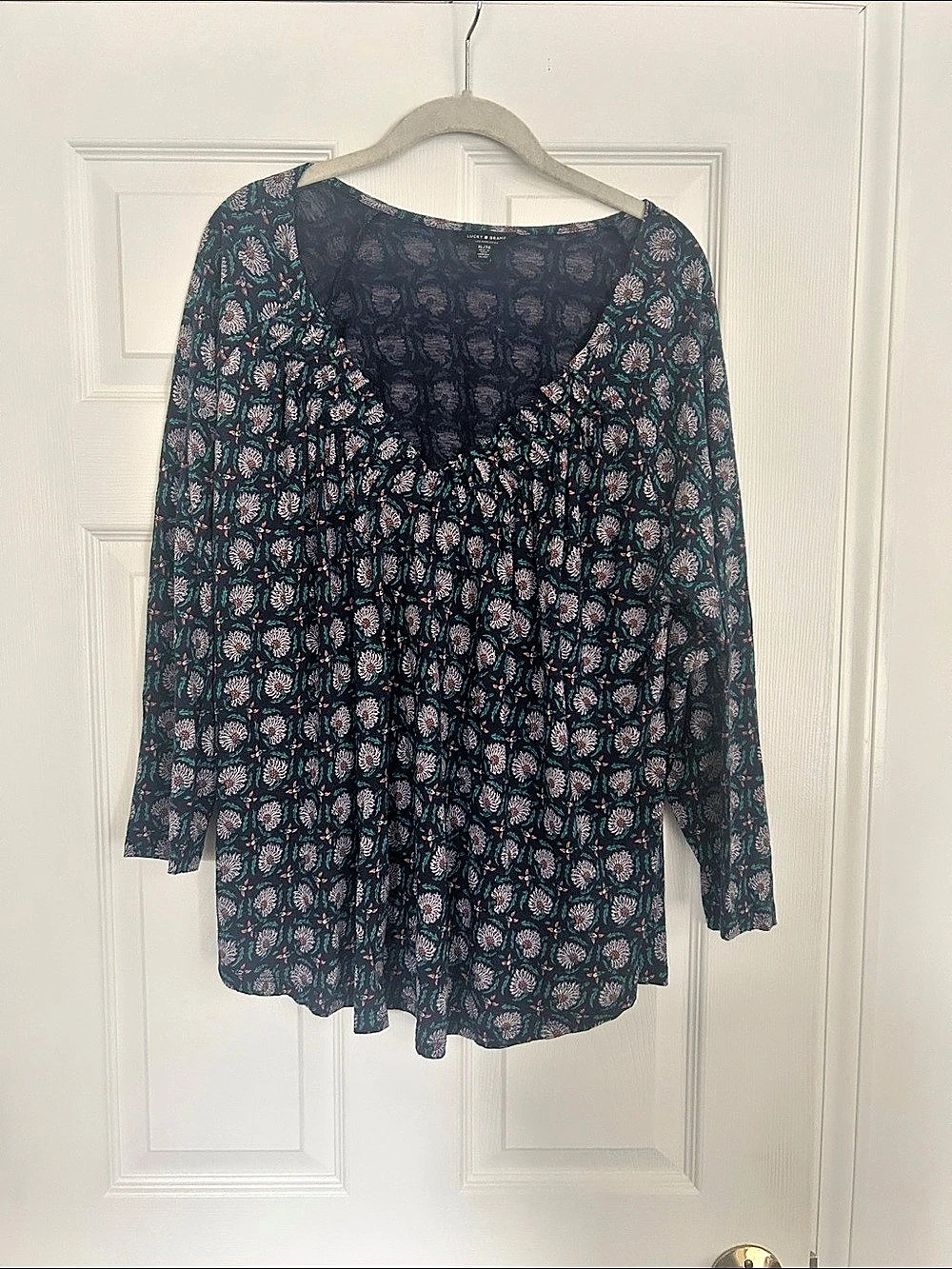 Lucky Brand Floral Tunic Black & Pink Size XL Like New